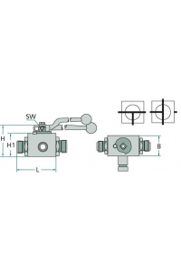 Obrázok pre Hydraulická spojka kulový kohout s T-otvorem pro trubku o vnějším průměru 12 mm