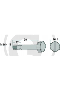 Obrázok pre Šroub k mulčovači vhodný pro Seppi M16 x 1,5 x 90 mm