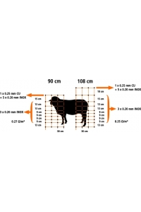 Obrázok pre Vodivá ovčí síť Ovinet 108 cm/50 m s jednoduchým hrotem