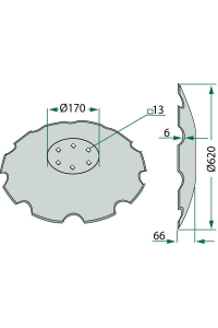 Obrázok pre Ozubený disk vhodný pro Lemken Rubín - průměr D=610 mm, tloušťka S=6 mm