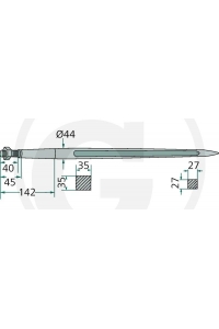 Obrázok pre Hrot na balíky 980 mm Blueline závit M28 x 1,5 vhodný pro Quicke