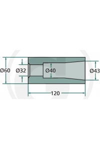 Obrázok pre Přivařovací pouzdro na hroty na balíky 120 mm závit M28 vnitřní průměr 32 mm