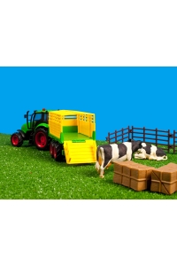 Obrázok pre Kids Globe - farmářský set, traktor s přívesem a kravami, měřítko 1:32