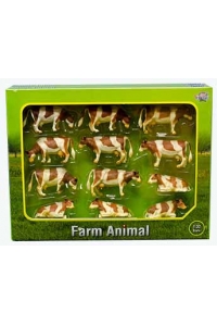 Obrázok pre Kids Globe - krávy hnědobílé 12 ks v různých polohách v měřítku 1 : 32