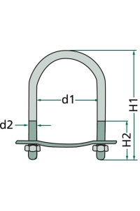 Obrázok pre Obloukový šroub s maticemi zinkovaný pro 2 trubky o průměru 2 x 1