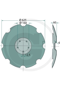 Obrázok pre Ozubený disk vhodný pro Lemken Rubín - průměr D=620 mm, tloušťka S=6 mm
