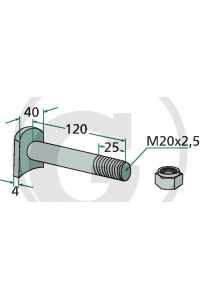 Obrázok pre Šroub s maticí k mulčovači vhodný pro Humus M20 x 2,5 x 120 mm