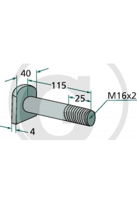 Obrázok pre Šroub s maticí k mulčovači vhodný pro Humus M16 x 2 x 115 mm