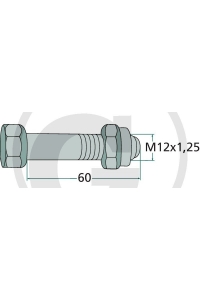 Obrázok pre Šroub s maticí k mulčovači vhodný pro Perfect M12 x 1,25 x 60 mm