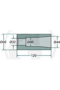 Obrázok pre Přivařovací pouzdro na hroty na balíky 120 mm závit M28 vnitřní průměr 32-44 mm