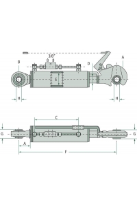 Obrázok pre Třetí bod hydraulický kat. 2-2 se záchytným hákem a kulovým kloubem délka 640/920 mm
