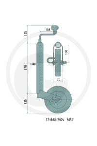 Obrázok pre Opěrné kolečko k přívěsu Winterhoff nosnost 150 kg trubka 48 mm s brzdnou funkcí