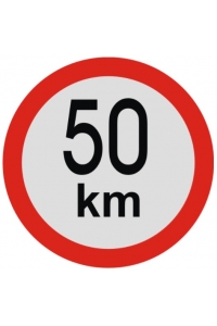 Obrázok pre Samolepka omezení rychlosti 50 km/h konstrukční rychlost průměr 200 mm