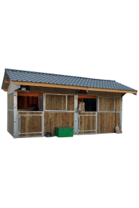 Obrázok pre Dřevěný box pro koně La GÉE 6 x 3 m krytina černý vláknocement přesah střechy 1,65 m