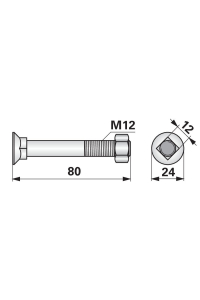 Obrázok pre Pluhový šroub s maticí M12 x 80 12.9 10ks na pluhy Vogel a Noot