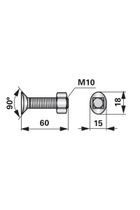 Obrázok pre Planetový šroub čtyřhran s maticí M10 x 60 8.8 pro radličky kultivátorů, kombinátorů 10 ks