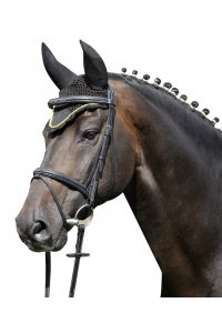 Obrázok pre Čabraka HKM na uši koní se stříbrným lemem černá velikost 3