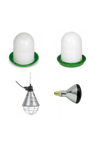 Obrázok pre Sada příslušenství k odchovně kuřat Gaun - infralampa, žárovka, 2l napáječka, 2kg krmítko