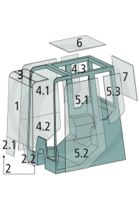 Obrázok pre Sklo na čelní okno na bagr, minibagr Komatsu série 7, 8 rozměr 638 x 1296 mm