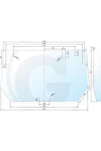 Obrázok pre Zadní sklo horní 1235 x 735 x 6 mm na traktor Deutz-Fahr, Hürlimann, Lamborghini, Same