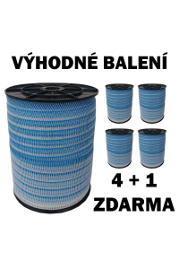 Obrázok pre Balení 4+1 ZDARMA - Ohradníková páska Standard line M+S 20 mm/200 m modro-bílá, 9 Ohm/m