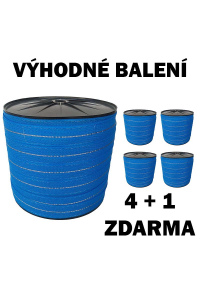 Obrázok pre Balení 4+1 ZDARMA - Ohradníková páska Premium line M+S 40 mm/200 m CikCak modrá 0,12 Ohm/m