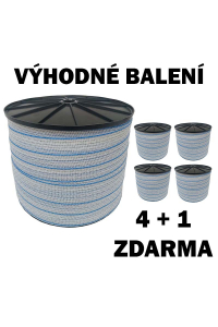 Obrázok pre Balení 4+1 ZDARMA - Ohradníková páska Profi line M+S 40 mm/200 m ResistLight 0,16 Ohm/m