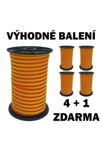 Obrázok pre Balení 4+1 ZDARMA - Ohradníková páska Economy line M+S 10 mm/200 m žluto-oranžová 11 Ohm/m