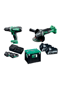 Obrázok pre Sada aku nářadí - vrtačka, úhlová bruska Hikoki včetně 4 ks baterií, nabíječky a kufru