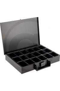 Obrázok pre Kovový organizér kufřík na šrouby 18 přihrádek Granit BLACK EDITION 330 x 230 x 50 mm
