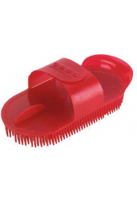 Obrázok pre Kartáč na koně s jemnými štětinami červený plastový