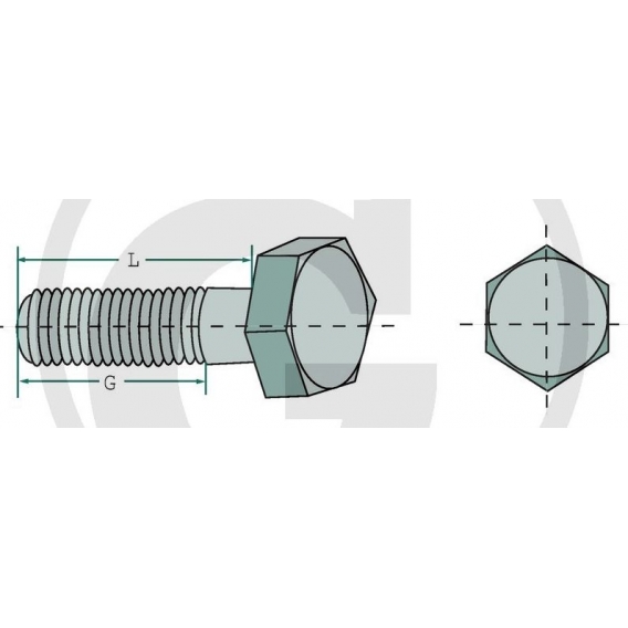 Obrázok pre Šroub M16 x 1,5 x 55 mm na hřeby do rotačních bran vhodný pro Kuhn, Kverneland, Rau