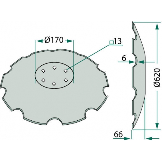 Obrázok pre Ozubený disk vhodný pro Lemken Rubín - průměr D=610 mm, tloušťka S=6 mm