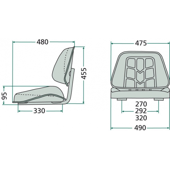 Obrázok pre Sedačka Granit neodpružená pro vysokozdvižné vozíky zádová část 210 mm