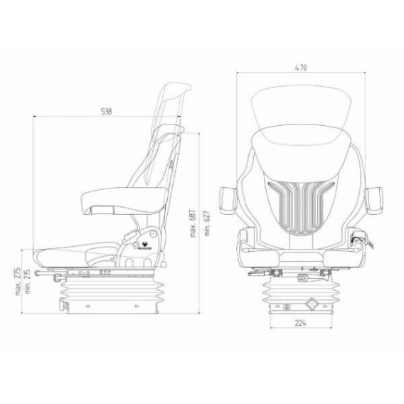 Obrázok pre Traktorová sedačka Grammer COMPACTO Basic M (MSG 83/521)