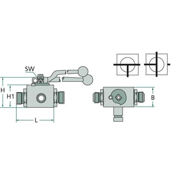Obrázok pre Hydraulická spojka kulový kohout s T-otvorem pro trubku o vnějším průměru 12 mm