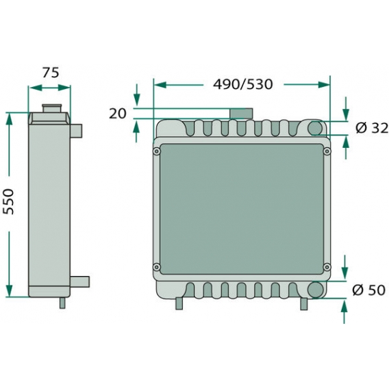 Obrázok pre Chladič vhodný pro Case IH výška 550 mm šířka 490 mm