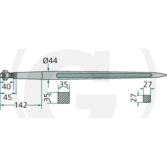 Obrázok pre Hrot na balíky 980 mm Blueline závit M28 x 1,5 vhodný pro Quicke