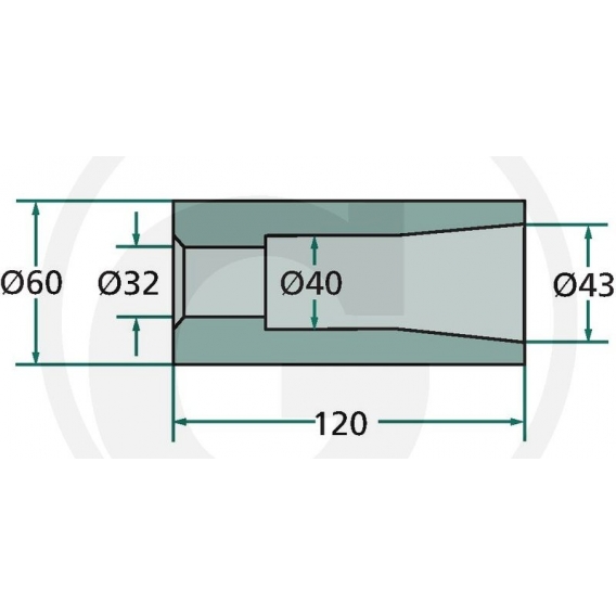 Obrázok pre Přivařovací pouzdro na hroty na balíky 120 mm závit M28 vnitřní průměr 32 mm