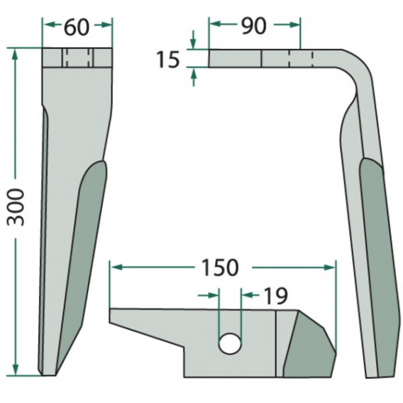 Obrázok pre Hřeb do rotačních bran pravý vhodný pro Amazone KE 252, KE 302, KE 402