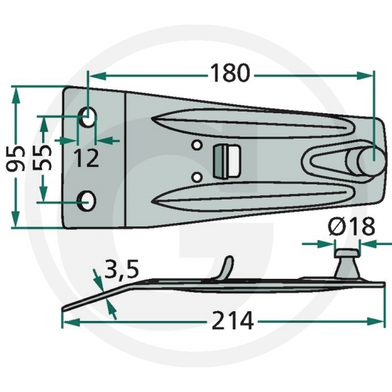 Obrázok pre Držák nožů vhodný pro rotační sekačky Deutz-Fahr KM 2.17, 2.19, Pöttinger CAT 186
