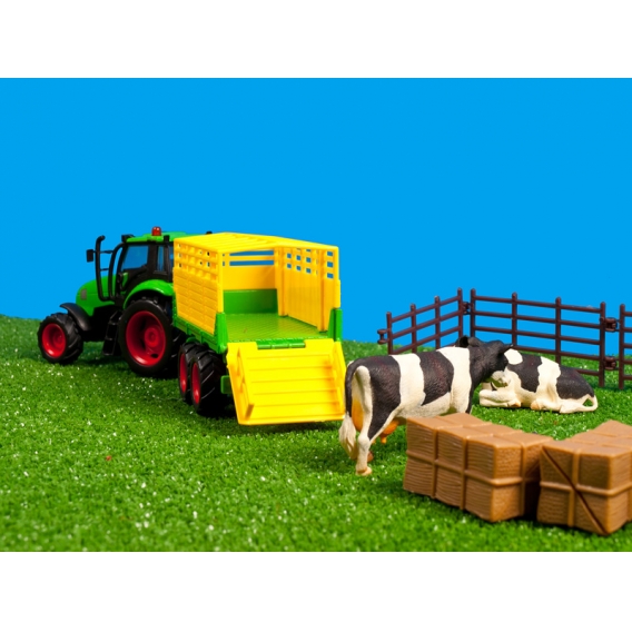 Obrázok pre Kids Globe - farmářský set, traktor s přívesem a kravami, měřítko 1:32