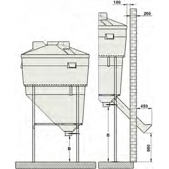 Obrázok pre Plastový tubus průměr 200 mm s výsypkou pro silo na obilí, mouku, šrot, krmivo La GÉE