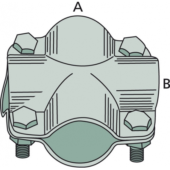 Obrázok pre Stájová křížová spona dvojdílná se 4 šrouby průměr A 27 mm B 27 mm