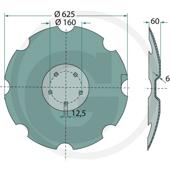 Obrázok pre Ozubený disk vhodný pro Lemken Rubín - průměr D=620 mm, tloušťka S=6 mm