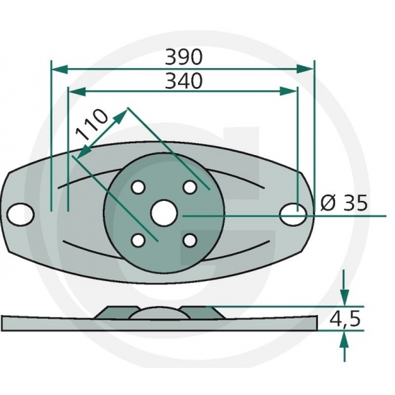 Obrázok pre Žací disk 340 mm plochý vhodný pro Kuhn GMD, FC diskové sekačky
