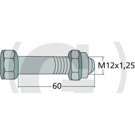 Obrázok pre Šroub s maticí k mulčovači vhodný pro Perfect M12 x 1,25 x 60 mm