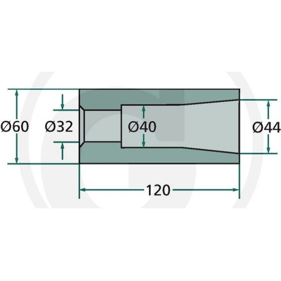 Obrázok pre Přivařovací pouzdro na hroty na balíky 120 mm závit M28 vnitřní průměr 32-44 mm