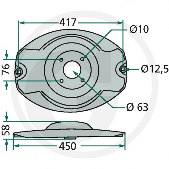 Obrázok pre Žací disk 417 mm vhodný pro Fella SM 210, 260, 270, 300, 310, 320, 350 diskové sekačky
