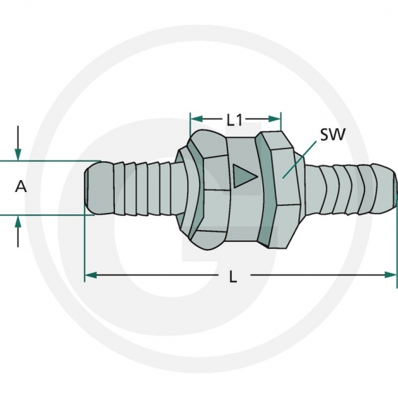 Obrázok pre Zpětný ventil pro palivové hadice o průměru 8 mm průtokový odpor 0,25 bar při 120 l/h